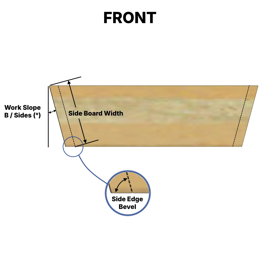 2d technical illustration with the side view of the window planter